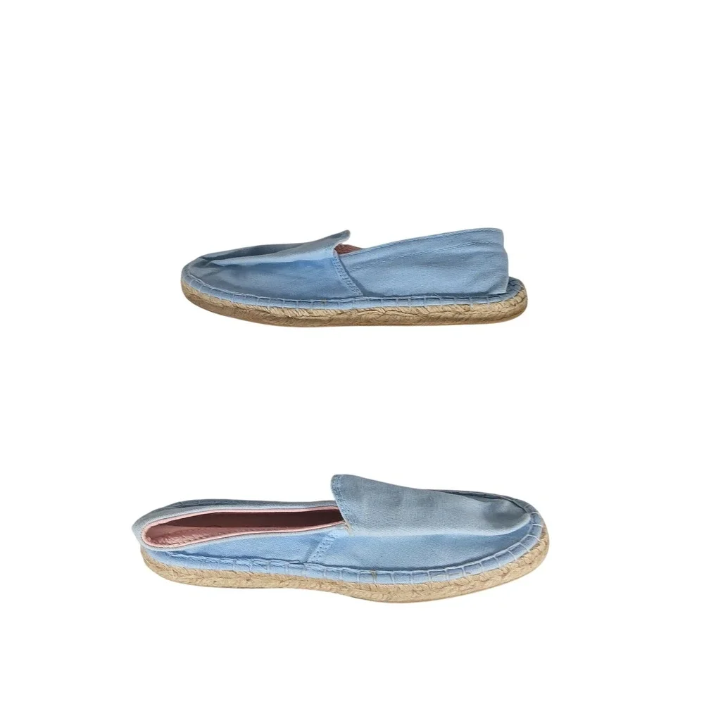 Brooks Brothers Espadrille Flats Size 5 Light Blue Canvas‎ Summer Preppy Coastal